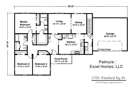 Palmyra | 1762 Square Foot Ranch Floor Plan