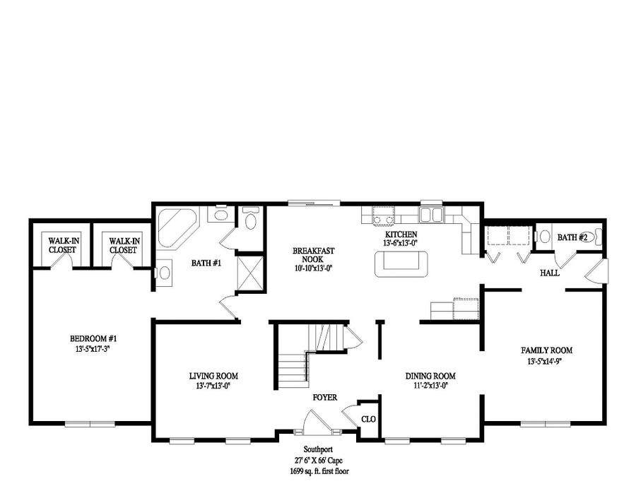 Southport 2979 Square Foot Cape Floor Plan
