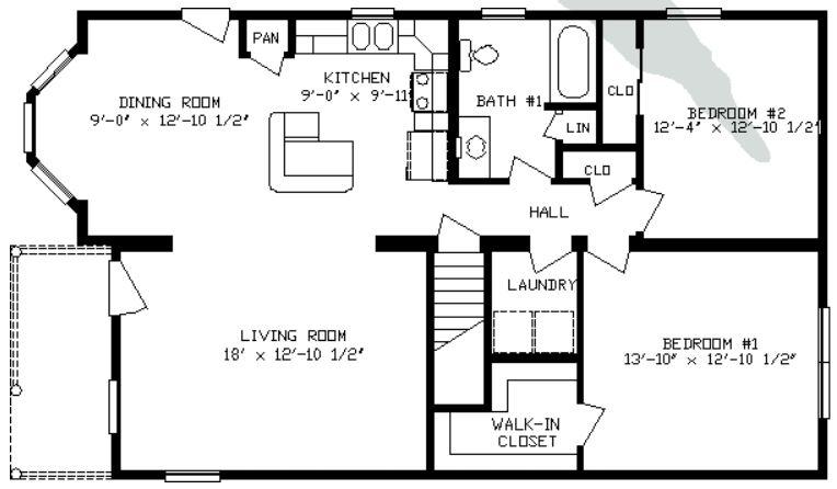 Laurel Bay I | 1213 Square Foot Ranch Floor Plan