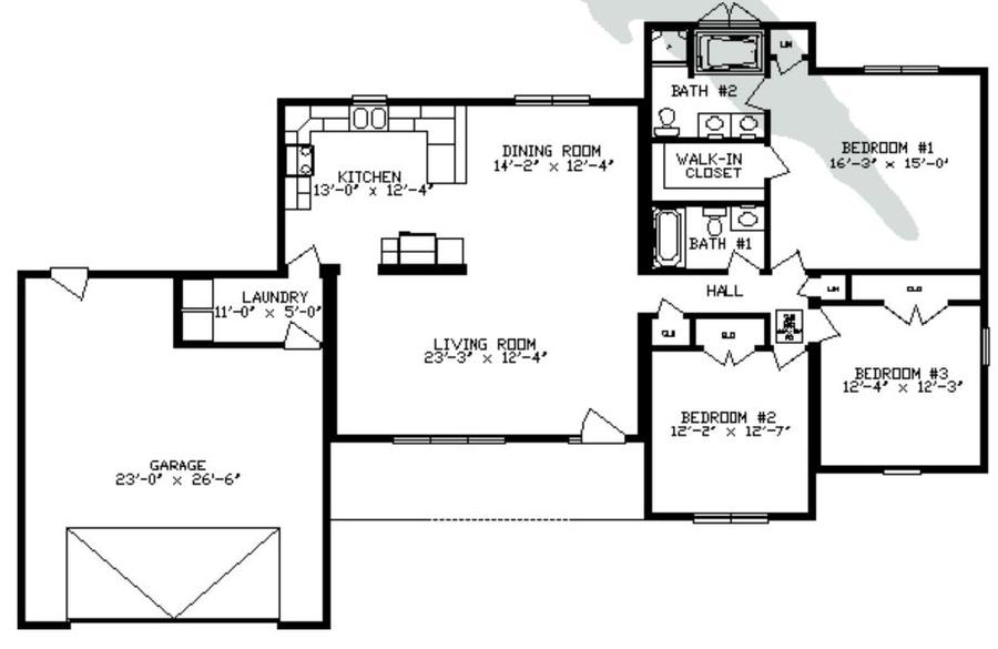 Rosewood I | 2255 Square Foot Ranch Floor Plan