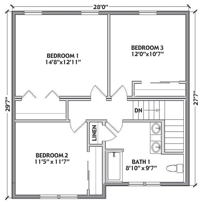 Fairview – DH | 1490 Square Foot Two Story Floor Plan