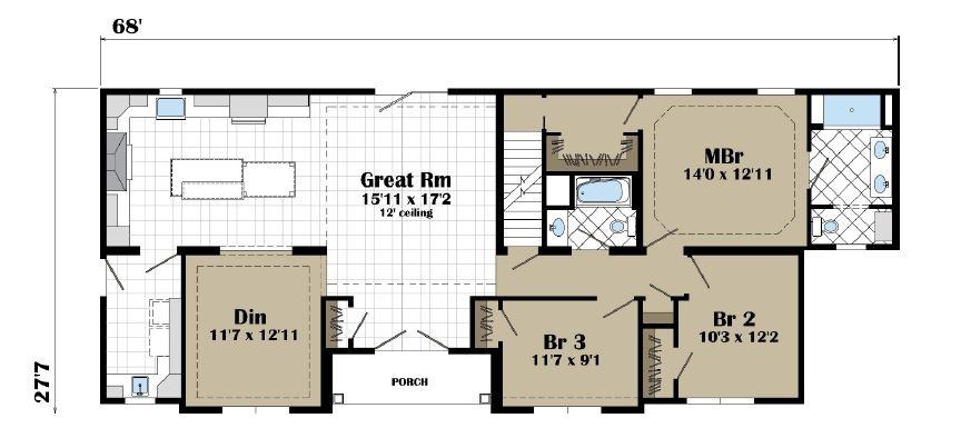 Mulberry I | 1792 Square Foot Ranch Floor Plan