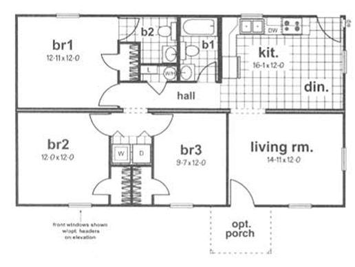 Kent MT 1008 Square Foot Ranch Floor Plan