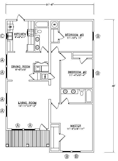 Willard | 1309 Square Foot Ranch Floor Plan