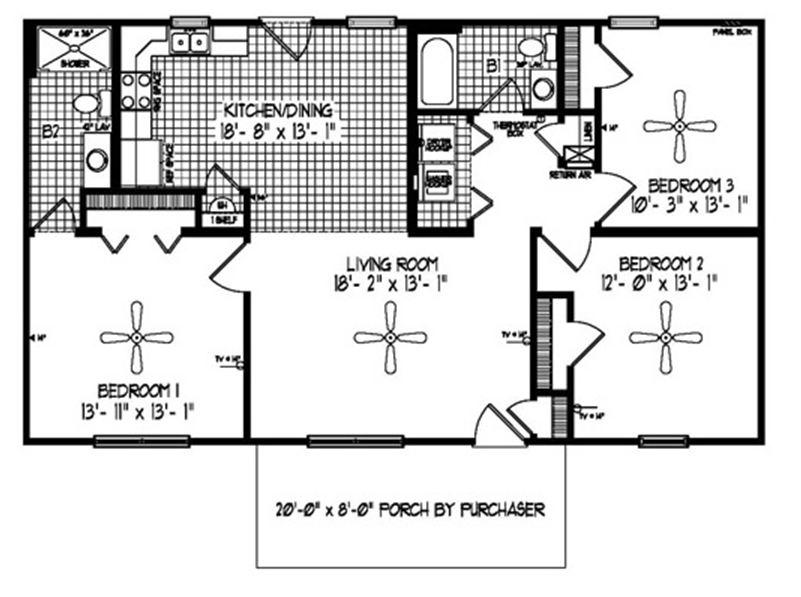 Liberty MK A 1322 Square Foot Ranch Floor Plan
