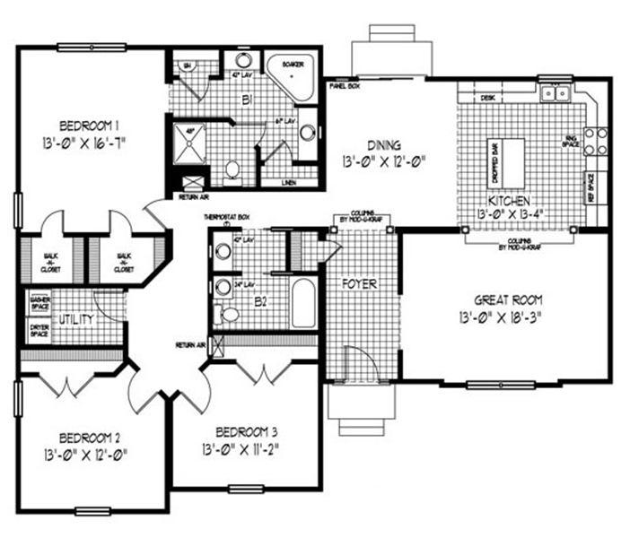 Ashland MK | 1846 Square Foot Ranch Floor Plan