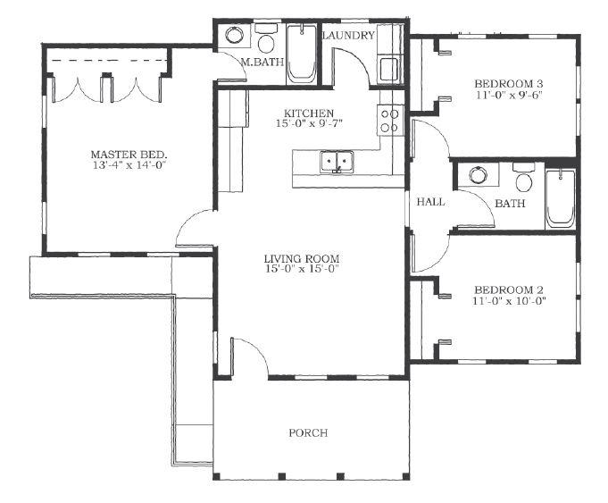 Harrington Street Cottage | 1041 Square Foot Ranch Floor Plan