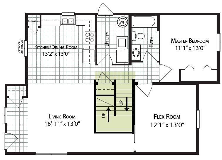 Serenity I | 1608 Square Foot Cape Floor Plan