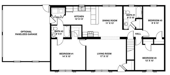 Allenwood | 1322 Square Foot Ranch Floor Plan