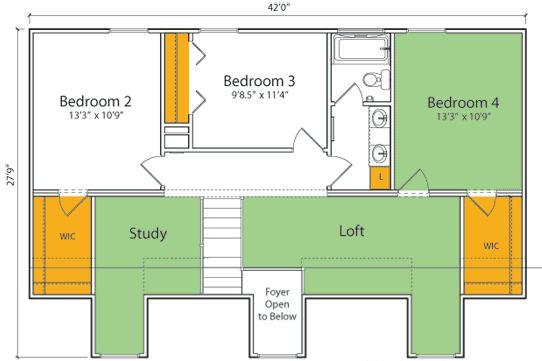 Montana 2508 Square Foot Two Story Floor Plan