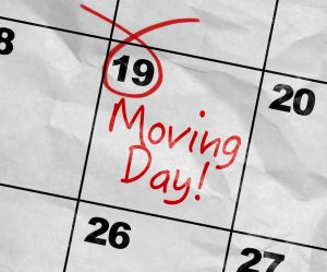 Concept image of a Calendar with the text: Moving Day